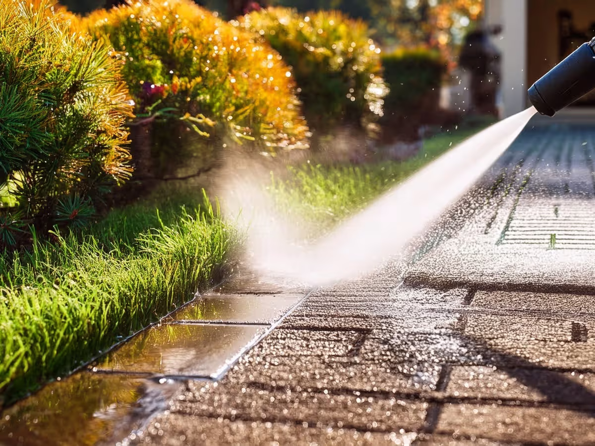 Water blasting a driveway in Gore, Southland